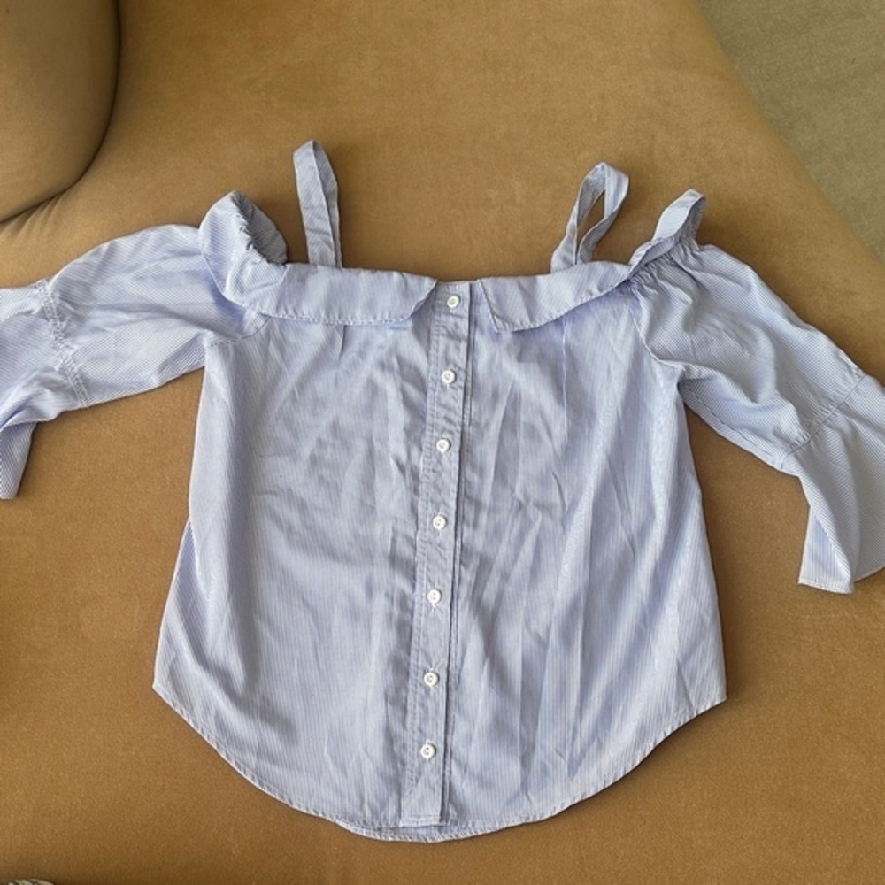 Aqua Light Blue Off-Shoulder Blouse